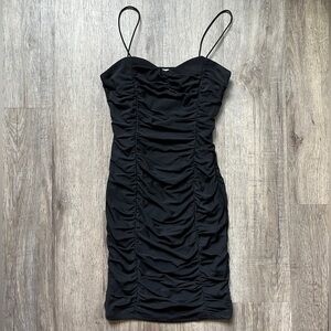 Hello Molly Black Ruched Mini Dress